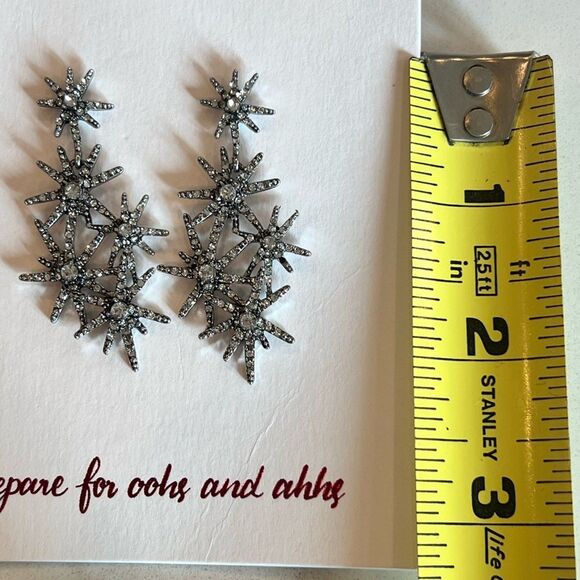 Loft Rhinestone Silver Tone Drop Earrings New With Tags - Picture 7 of 8